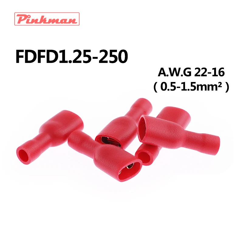 FDFD1 250 FDFD1.25 женские изолированные электрические обжимные клеммные разъемы для 0 5 1