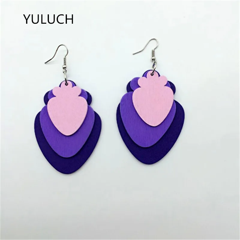 Хит новейшие очаровательные серьги из дерева в виде листьев аксессуары три цвета
