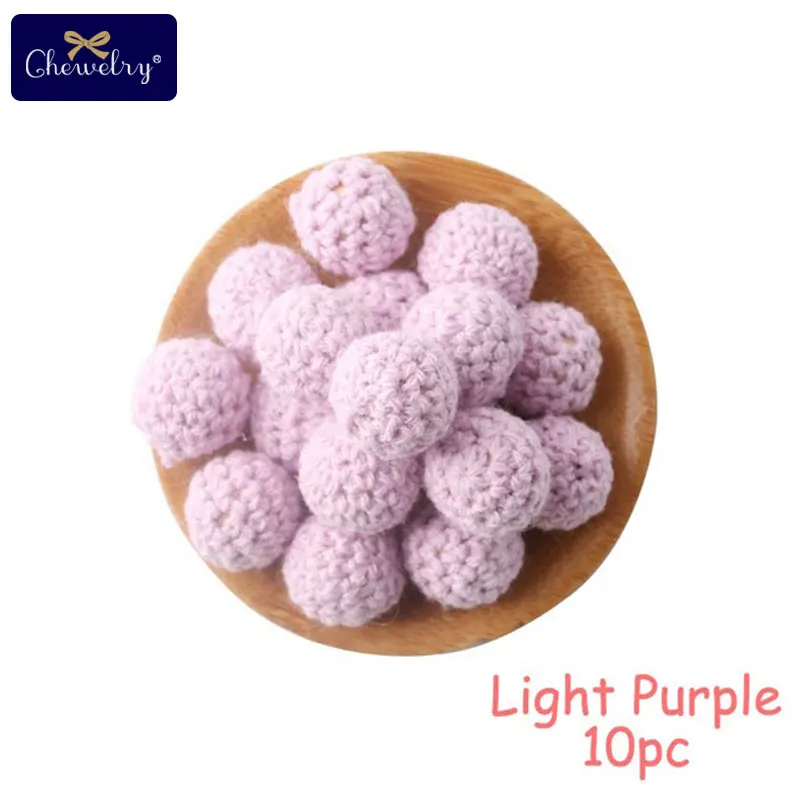 Light Purple Beads 10 шт. круглый деревянный Прорезыватель для зубов крючком жевательные, бусины зуб кормящих Цепочки и ожерелья прорезывания зубов детские бусы Прорезыватель для зубов свободные шарики для детей Товары - Цвет: Light Purple Beads