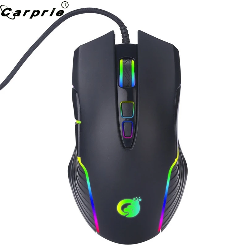 CARPRIE USB Проводная игровая мышь RGB подсветка Marquee Macro Definition для игр ноутбуков