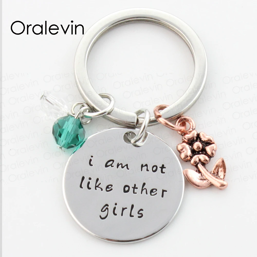

Wholesale I AM NOT LIKE OTHER GIRLS Engraved Inspired Charms Keychain Gift for Her Jewelry 22MM,10Pcs/Lot,#LN267K