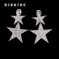 hibride 2 star shiny micro cz pave women stud earring luxury design women engagment earrings e 397
