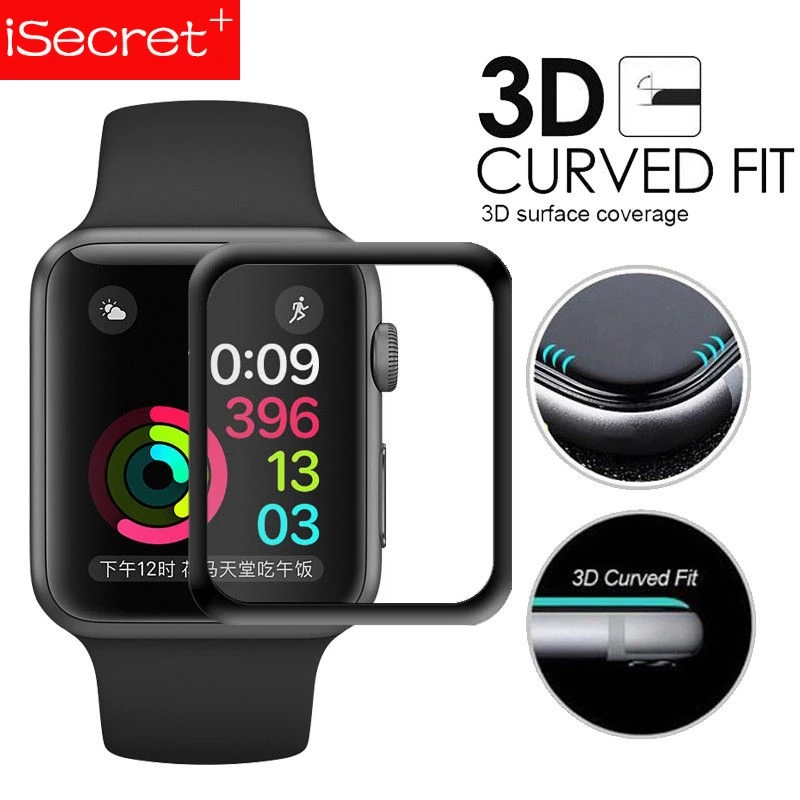 Закаленное стекло 9H с 3D изогнутой поверхностью для Apple Smart Watch 42 38 40 44 мм Защита