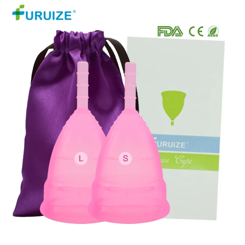 1L-1S-Pink-Bag 2 шт.(S+ L) менструальная чаша медицинский Класс силиконовая Женская чашка Кубок менструальная чаша для женской гигиены для женщин чашки лучше, чем колодки менструальная чаша - Цвет: 1L-1S-Pink-Bag