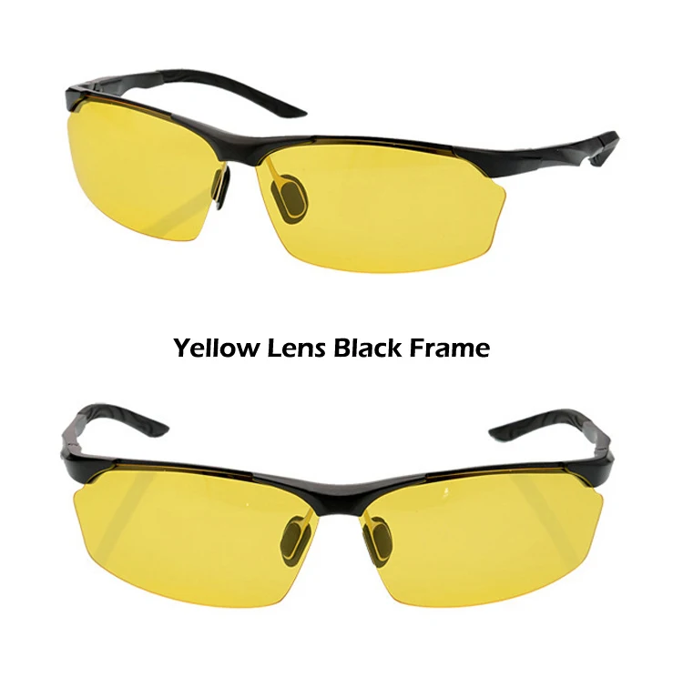 Black Yellow Мужские поляризованные солнцезащитные очки из алюминиево-магниевого сплава, зеркальные очки для вождения, мужские очки, модные солнцезащитные очки для вождения - Цвет линз: Black Yellow