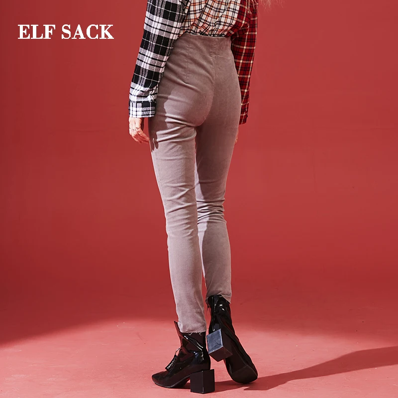 ELFSACK, зимние новые модные женские брюки, прямые, средней длины, одноцветные, женские брюки, повседневные, шикарные, полная длина, женские брюки, уличная одежда