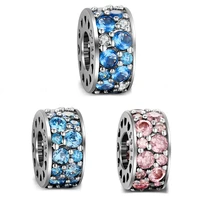 authentic 925 sterling silver charm heart shining crystal beads for original pandora charm bracelets bangles jewelry