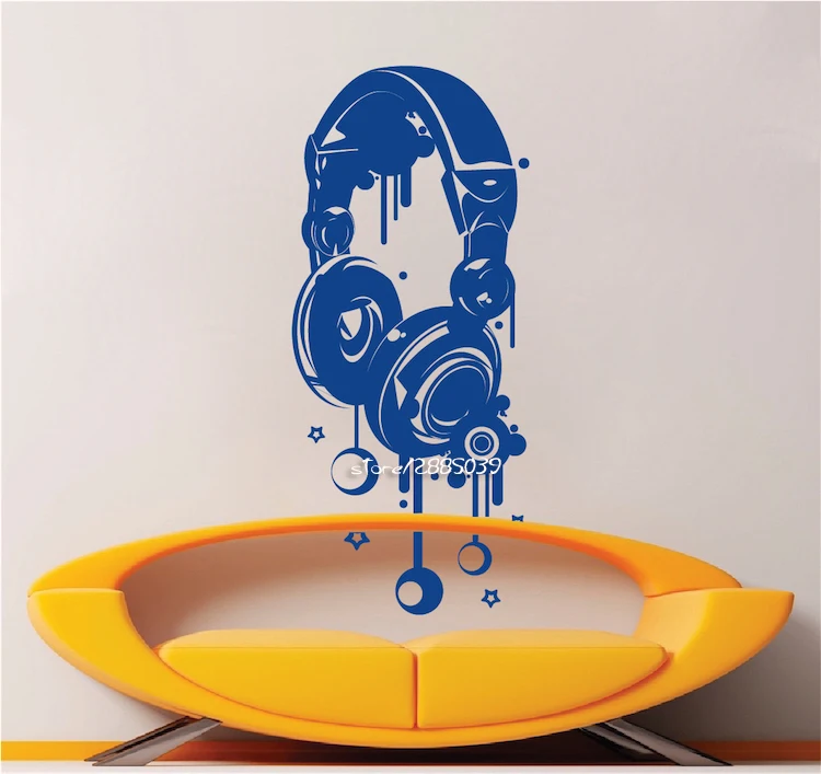 Музыкальные наушники для ди Джея с настенные наклейки мальчиков комнаты