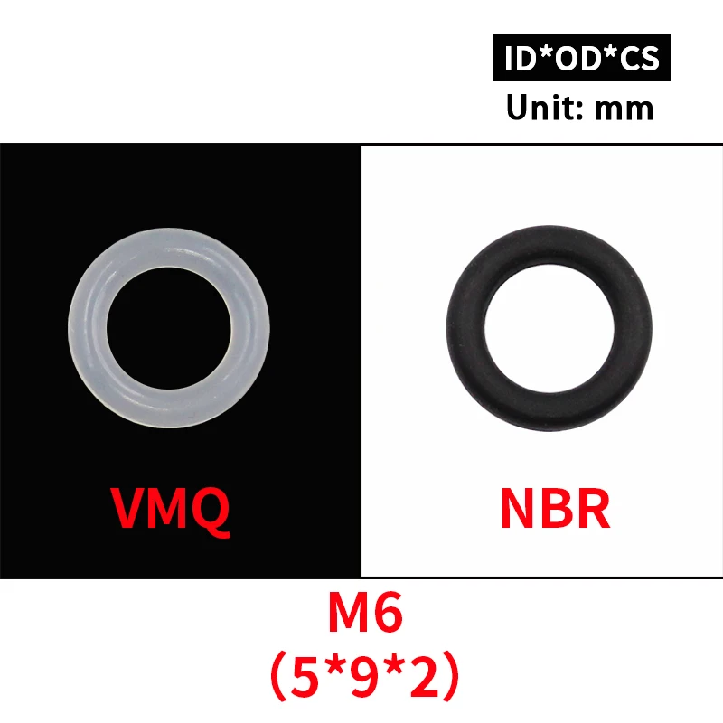 M6 20 шт. M3 M4 M5 M6 M7 M8 M9 M10 Белый силиконовый черный NBR уплотнительное кольцо уплотнения винт шайба резиновая шайба уплотнительное кольцо ассортимент прокладок - Цвет: M6