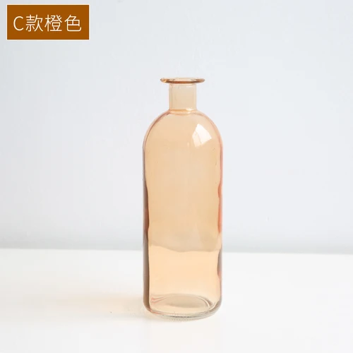 O-C INS Small Mouth Glass Transparent Vase Nordic Wind Dried Flower Vases Japanese Home Wedding Decoration Colorful Flower Vases - Цвет: O-C