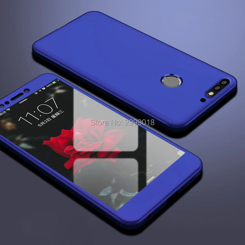 Синий Y6 360 Полное покрытие чехол на huawei Y6 крышка чехол с защитным закаленным Стекло для huawei Y6 MRD-LX1 MRD-LX1F Y 6 Y62019 - Цвет: Синий