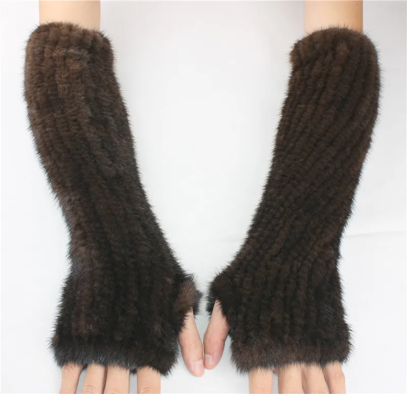 LIYAFUR женские зимние длинные перчатки из натурального меха норки без пальцев