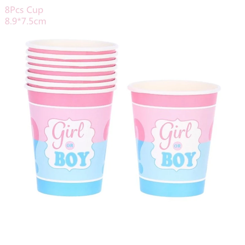 8pcs paper cup Вечерние украшения для мальчиков или девочек, баннеры с воздушными шарами, одноразовые столовые приборы для мальчиков и девочек, украшения для душа для малышей, воздушные шары - Цвет: 8pcs paper cup