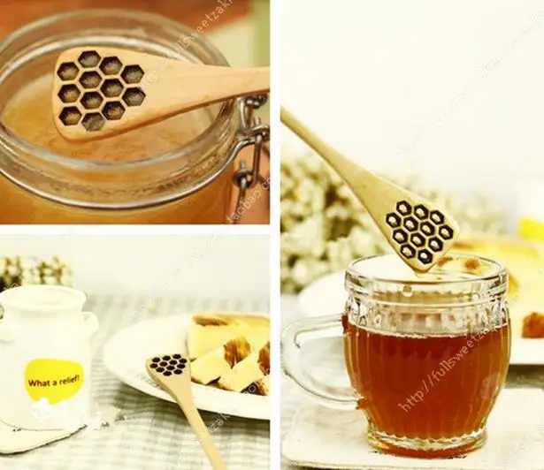 

Fashion Hot Cute Wood Creative Carving Honey Stirring Honey Spoons Honeycomb Carved Honey Dipper Kitchen Tool Flatware Accessory