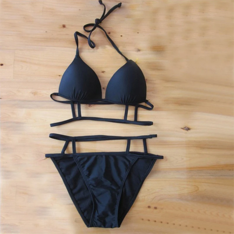 Fashion Design High-grade Fabrics Women Bikini Set Let A Person Crazy Beach Wear Hot Sale Low Waist Black Bind WCSW3051 |