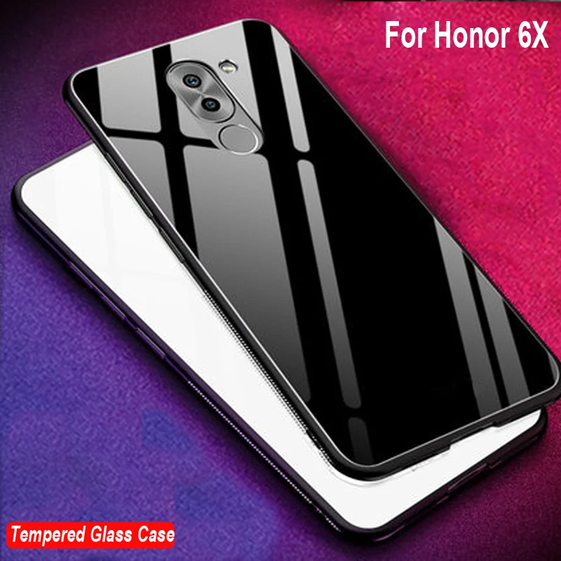 Чехол из закаленного стекла для Huawei Honor 6X градиентный цвет задняя крышка 6 X мягкие