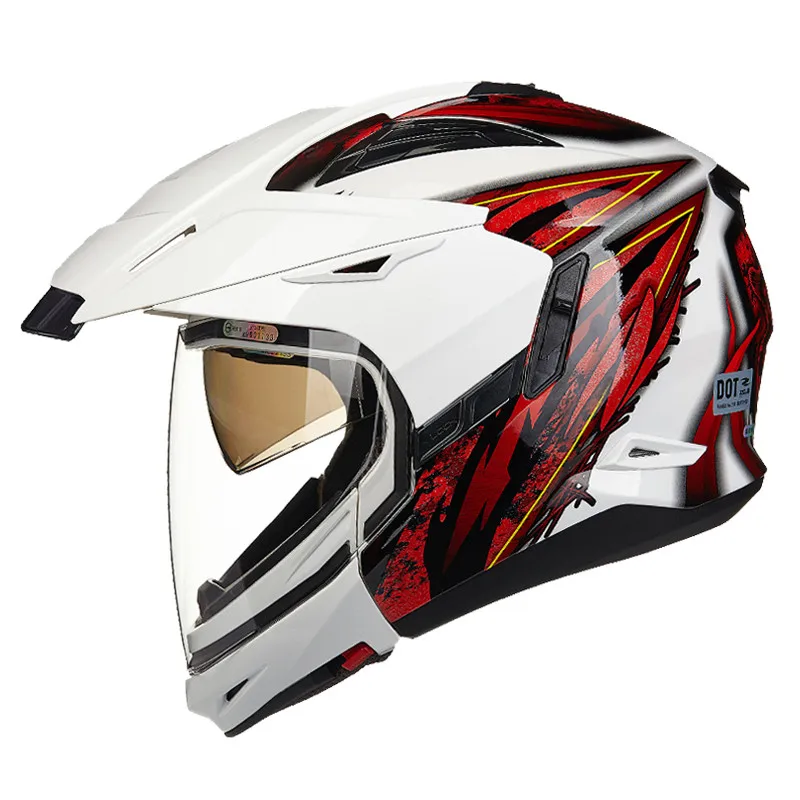 AJ5 White Red ZEUS полный и Открытый мотоциклетный шлем модульный Moto 613B2 Capacetes Motociclismo Cascos Para Moto шлем мотокросса шлемы - Цвет: AJ5 White Red