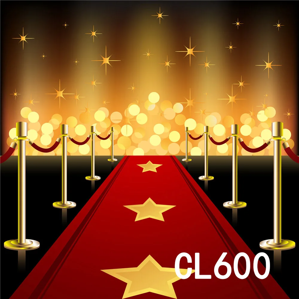 Фон для студийной фотосъемки с изображением красной ковровой дорожки и золотых