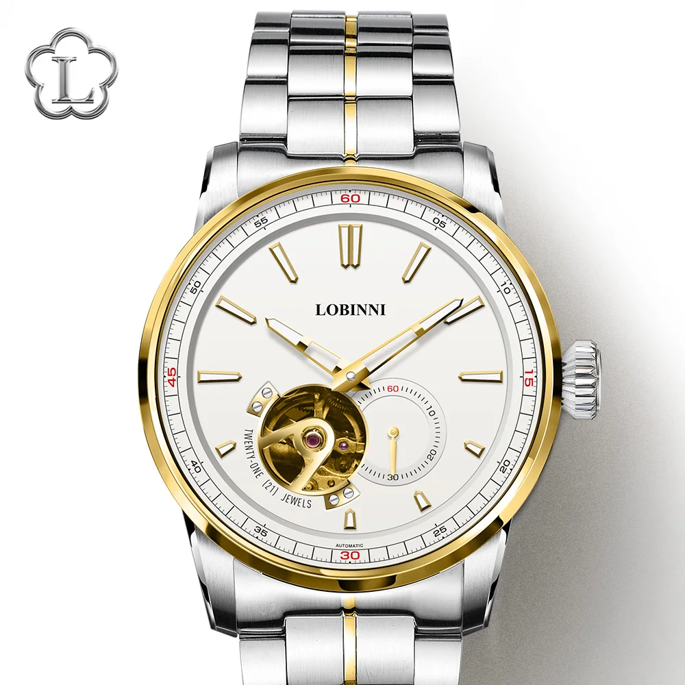 

Luxury Brand LOBINNI Japan MIYOTA 8N24 Automatic Mechanical Men's Watches Sapphire 50M Waterproof Skeleton Male Clocks L9015-4