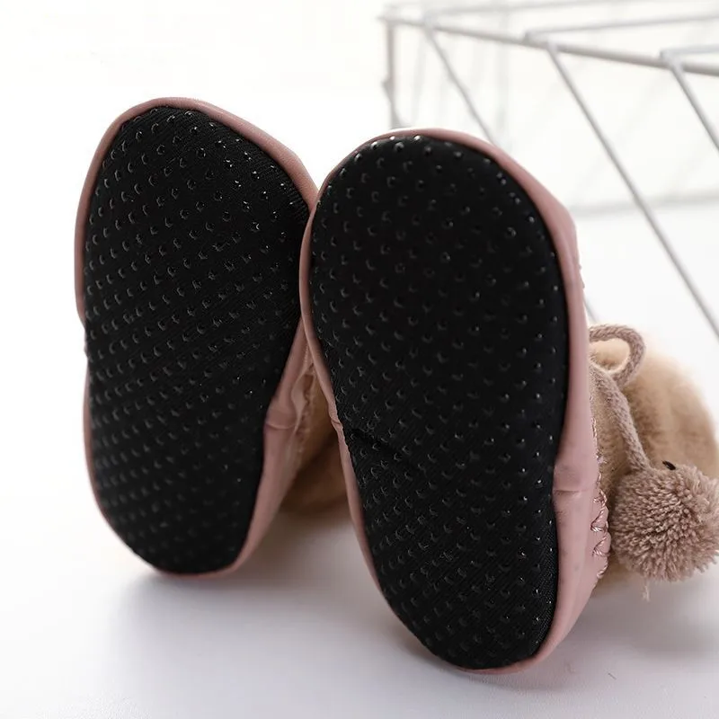 1 пара, зимние детские носки с бантиком chaussette enfant, хлопковые детские гетры, детские носки-тапочки, нескользящие носки для малышей