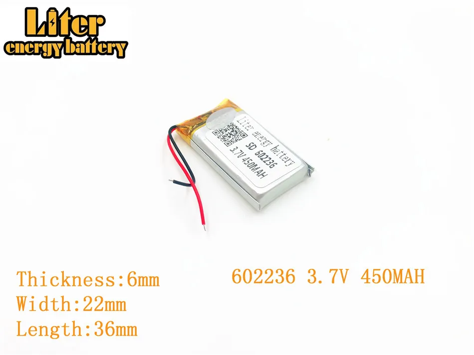 3.7V 450mAh 602236 Литиевая батарея 3,7 в 450 мАч 602236 разъем литий-полимерный Перезаряжаемые Батарея для MP3 MP4 MP5 литий-полимерный аккумулятор - Цвет: 3.7V 450mAh 602236