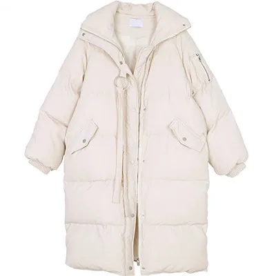 Beige Хлеб Костюмы Для женщин Зимняя Корейская версия длинное пальто утолщение новые свободные Повседневное пуховик пальто хлопка дикий X349 - Цвет: Beige