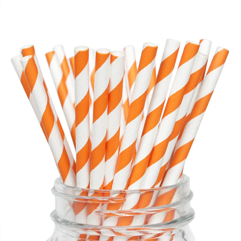 orange TURDOS биоразлагаемые золотые бумажные соломинки оптом, 25-Pack/одноразовые соломинки-Pack 100 для дня рождения/свадьбы/Baby Shower вечерние/вечеринок - Цвет: orange