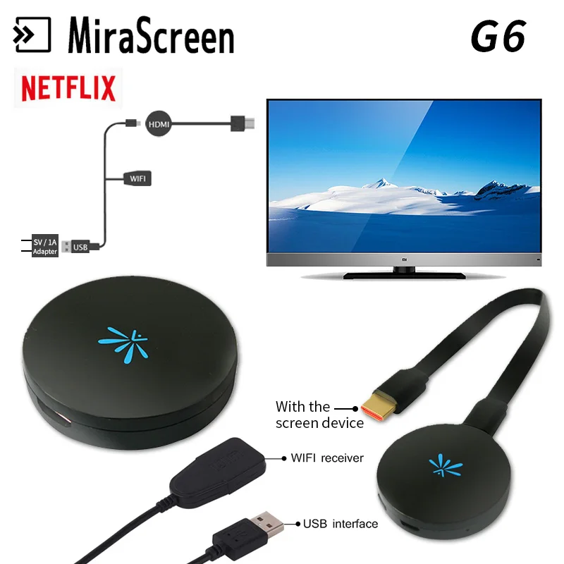 ТВ-флешка G6 2 4 ГГц Wi-Fi HDMI Chromecast Youtube | Электроника