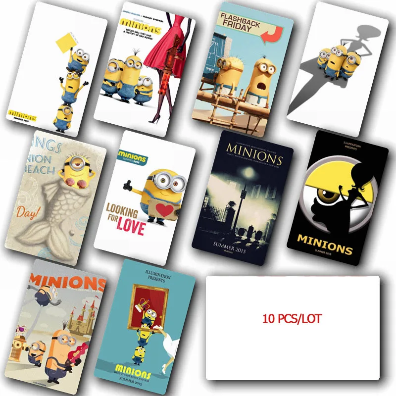 10 Шт. Гадкий я Мультфильм Утолщенной ПЭТФ Кристалл Карты Наклейки Декоративные