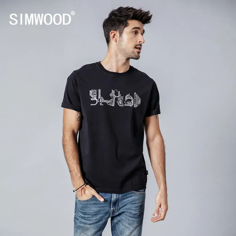 Мужская футболка SIMWOOD летняя повседневная с коротким рукавом 100% хлопок большие