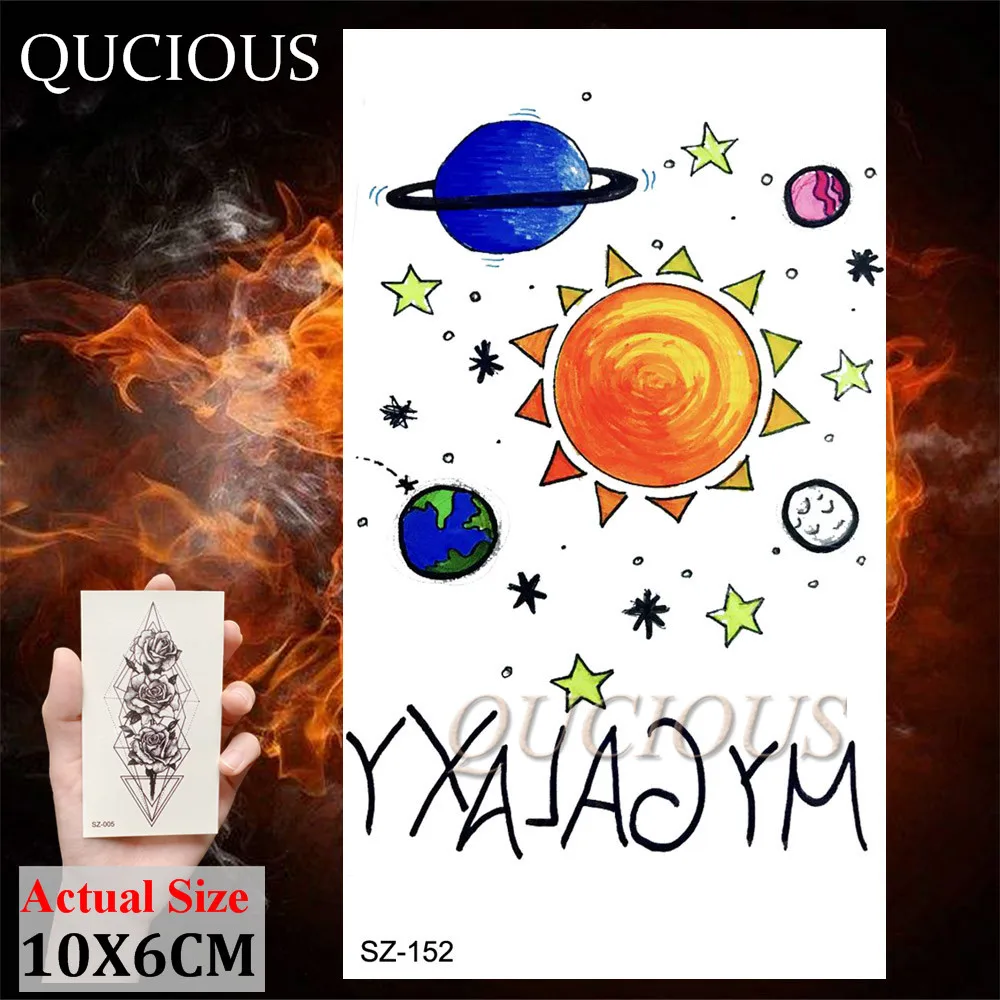 Милая водоцветная мультяшная временная татуировка Qucious искусственная для