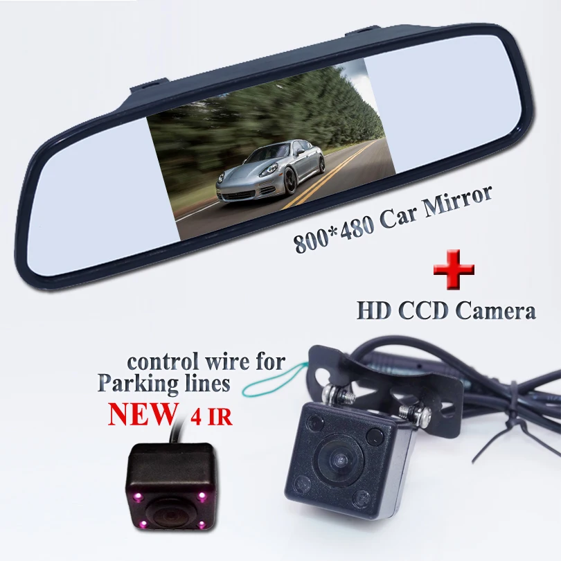 Универсальная автомобильная камера заднего вида 4IR резервная для парковки + HD 4 3