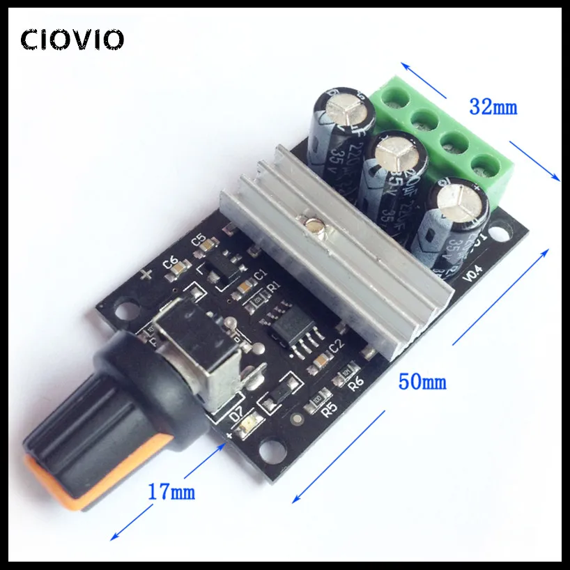 CIOVIO DC 6V 12V 24V 28VDC 3A ШИМ регулятор скорости двигателя регулируемое управление