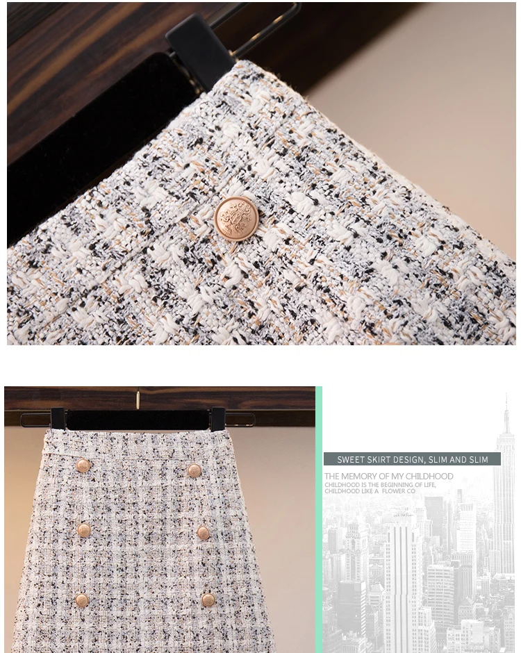 HAMALIEL Sweet Spring Women Sweater Skirt Suits Pink Bowknot Hit Color Knitted Thin Tops And Short Tweed Plaid Skirt Sets