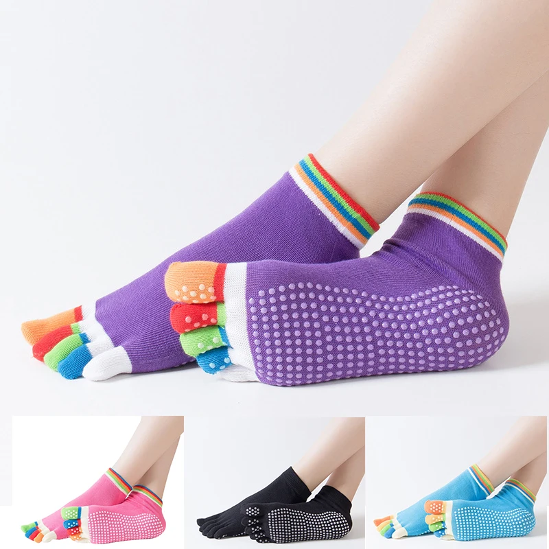 1 пара женские для девочек противоскользящие пять пальцев с носком спортзала