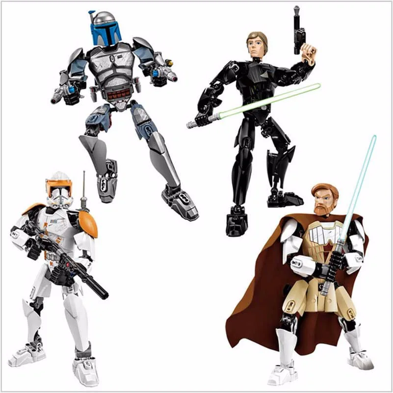 Luke Skywalker Jeti Warriors Jango Fett 4 комплекта Мини Строительные блоки Фигурки игрушки