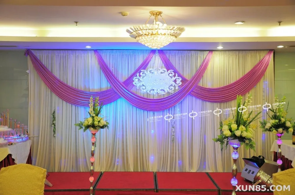 Красивый белый и фиолетовый ледяной Шелковый свадебный фон занавеска 3 м * 6 (10