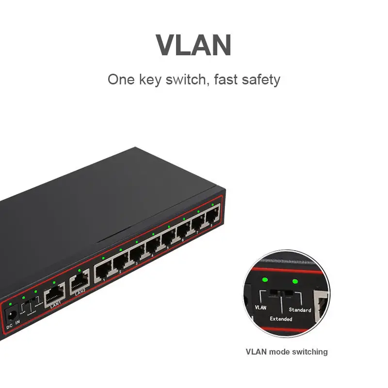 Diewu 10 портов Spoe Ethernet сетевой коммутатор 10/100Mpbs Hub 8 Poe выключатель инъектор для