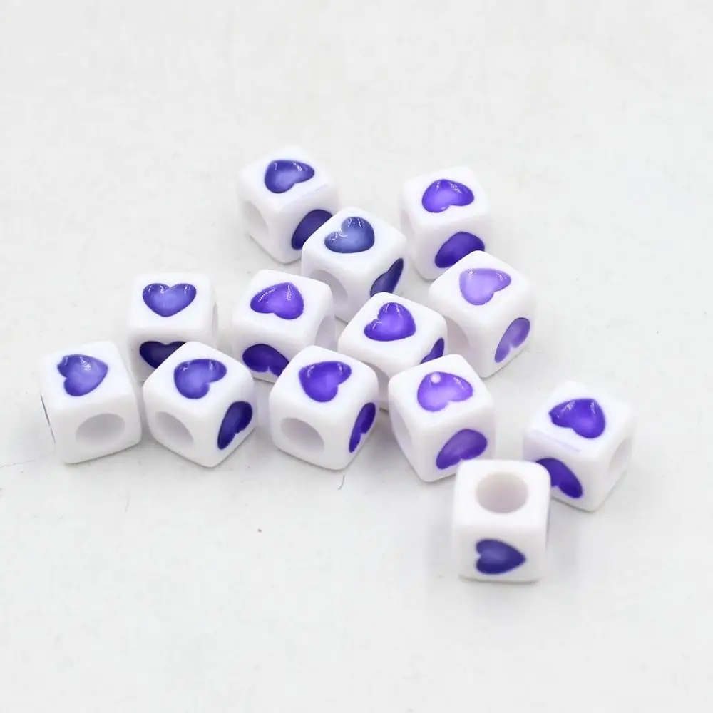 purple square love Много видов 6 мм 100 шт бусины в форме букв алфавита акриловые бусины для изготовления ювелирных изделий для женщин и детей DIY браслет ожерелье Фурнитура - Цвет: purple square love