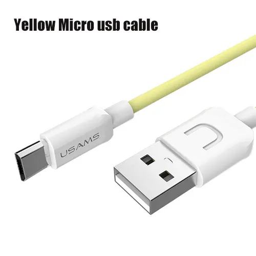 Yellow Micro USB кабель для Android, USAMS быстрое зарядное устройство USB кабель для samsung Xiaomi LG Microusb данных синхронизировать мобильный телефон зарядный кабель - Цвет: Yellow