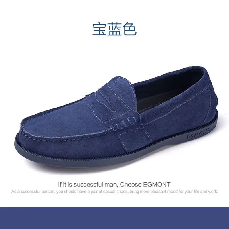 Egmont Spring Summer Blue Mens Slip-on Moccasin-gomminoi Casual Loafers Cow Suede Handmade Comfortable Driving Shoes Breathable | Обувь