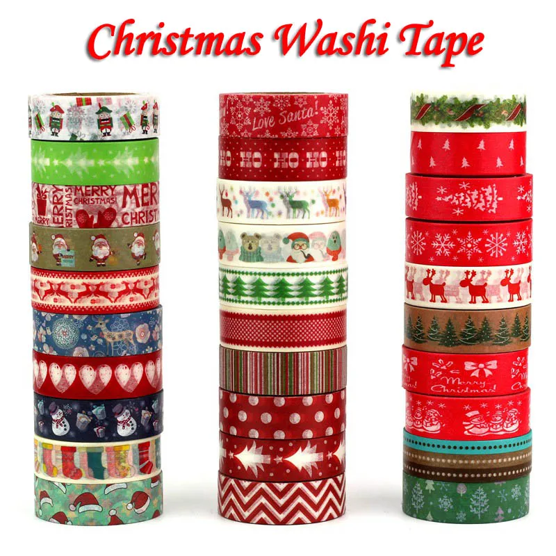 

1PC Kawaii Christmas Washi Tape Set Rice Paper DIY Planner Adhesive Tape 1.5cm*10m Masking Tape School Supplies Stationery