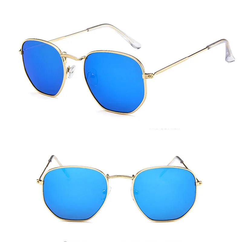 Gold Blue Yoovos летние Зеркальные Солнцезащитные очки женские/мужские модные металлические солнцезащитные очки Женские Классические брендовые дизайнерские очки зеркальные Oculos De Sol - Цвет линз: Gold Blue