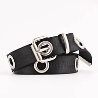 huobao fashion canvas belts for women hollow out air hole waistband metal buckle wild belt solid color corset belts