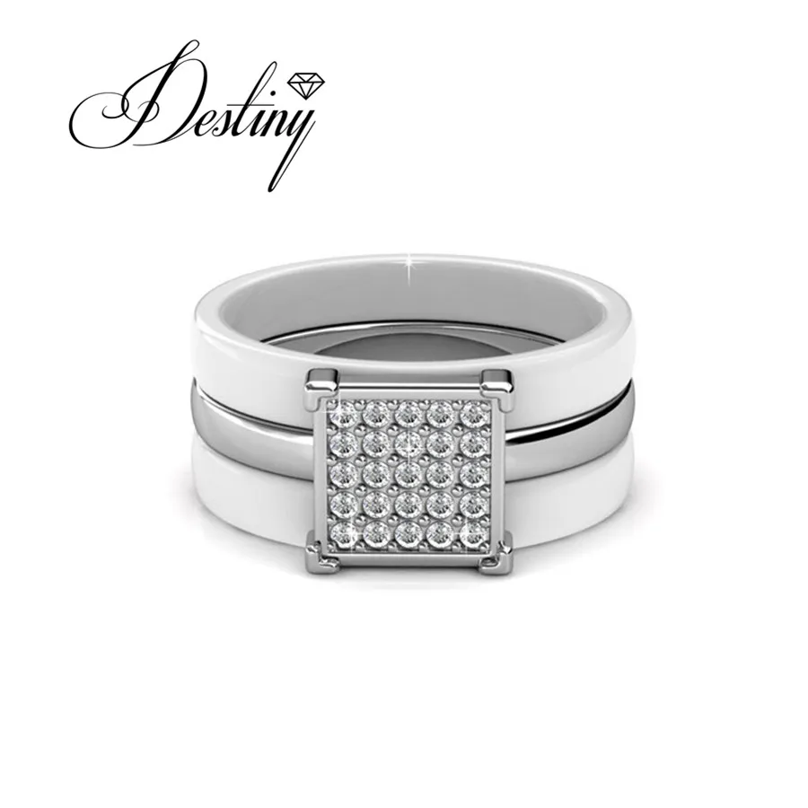 Destiny Jewellery ПР кольцо украшен стразами от Сваровски белый и черный Керамика