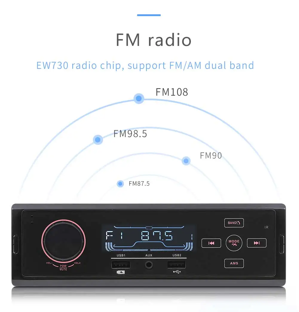 Автомобильный MP3 плеер Bluetooth Сенсорный экран 1DIN стерео аудио FM AM радио Музыка