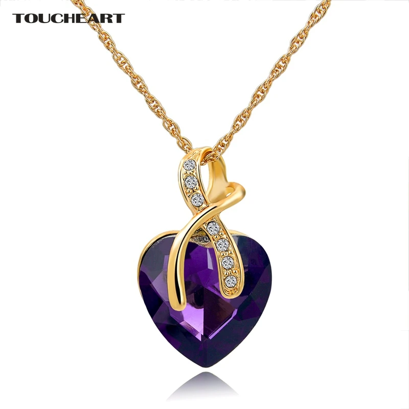 

TOUCHEART Austrian Crystal Heart Nenecklaces & Pendants For Women Gold color Statement Necklace Maxi Ethnic Jewelry Bijouterie