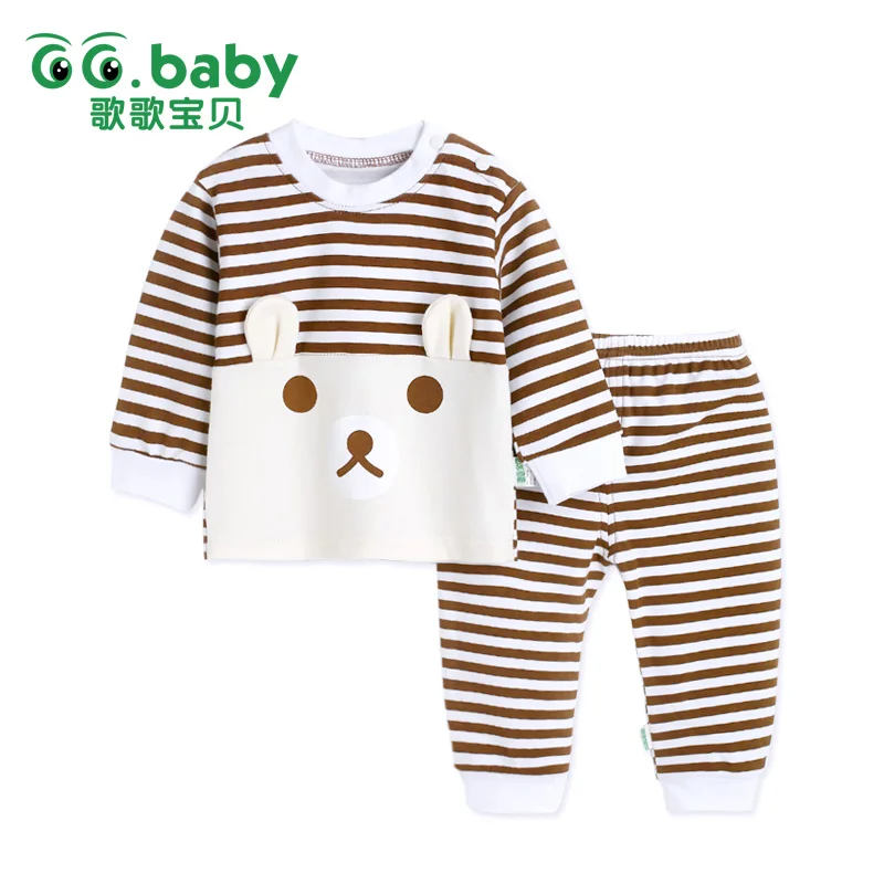 Одежда для детей и новорожденных костюмы из 2 частей полосатая осенняя