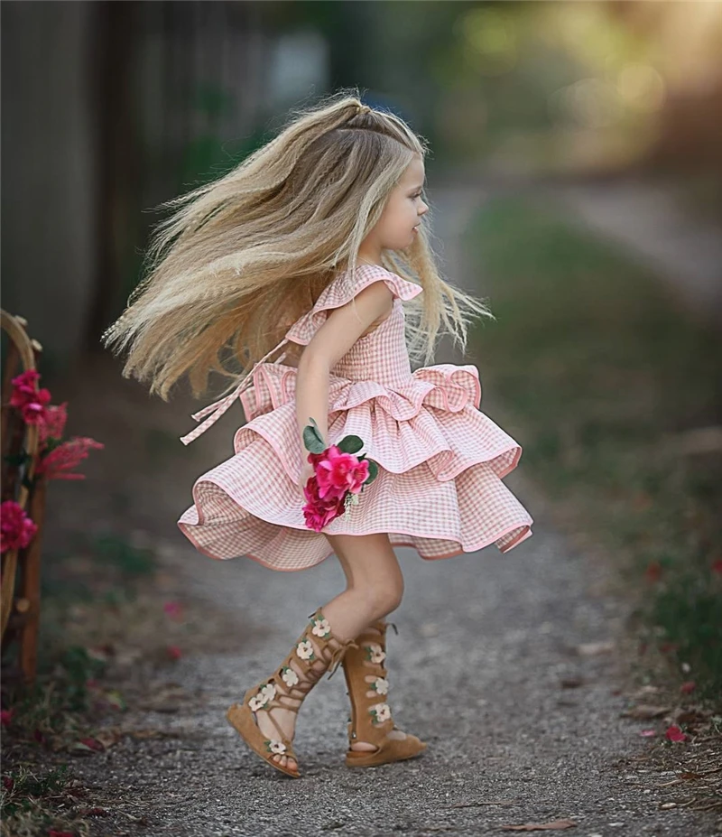 Toddler Baby Girls Summer Ruffled Dress Sleeveless High Waist Princess Party Tutu Dresses | Детская одежда и обувь