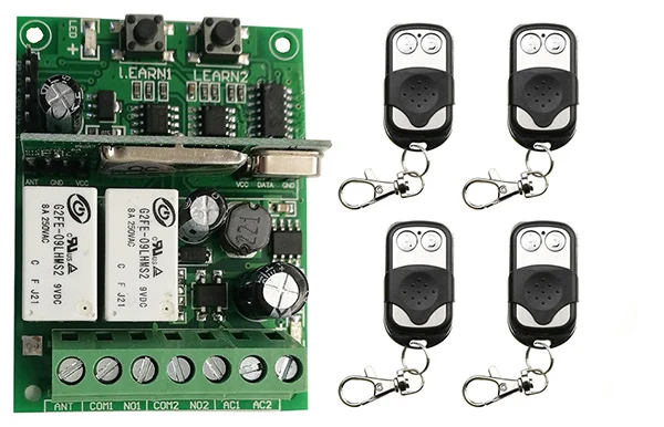 Индивидуальный код обучения DC9V 12V 24V 10A 2CH RF Беспроводной переключатель системы